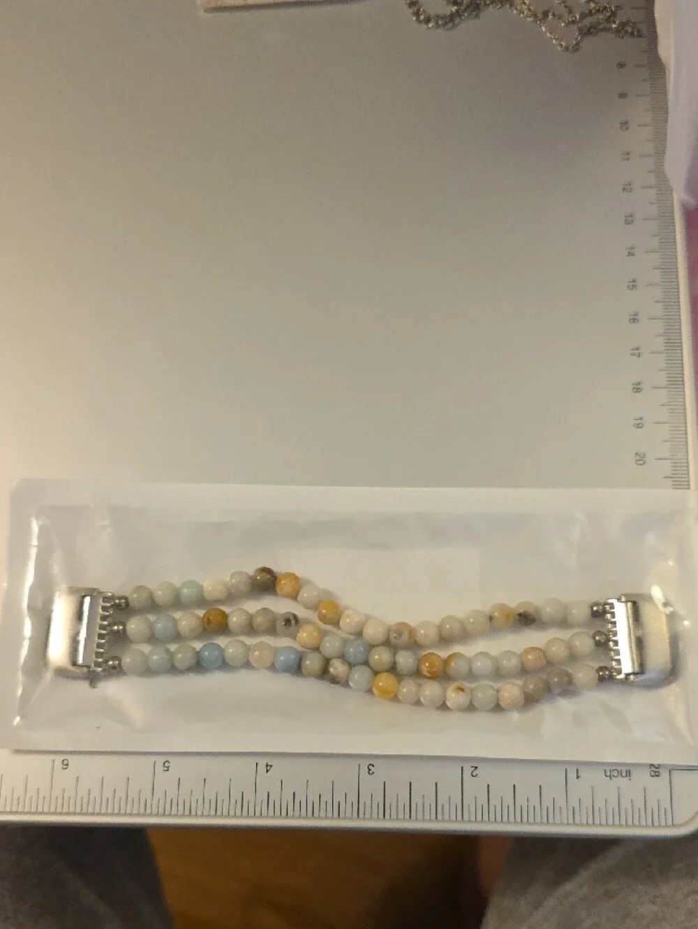 Fitbit Amazonite Beaded Replacement Band in Pastel Multi Tones STAINLESS STEEL